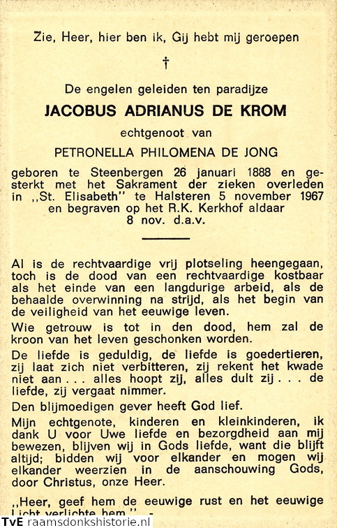 Jaobus Adrianus de Krom- Petronella Philomena de Jong